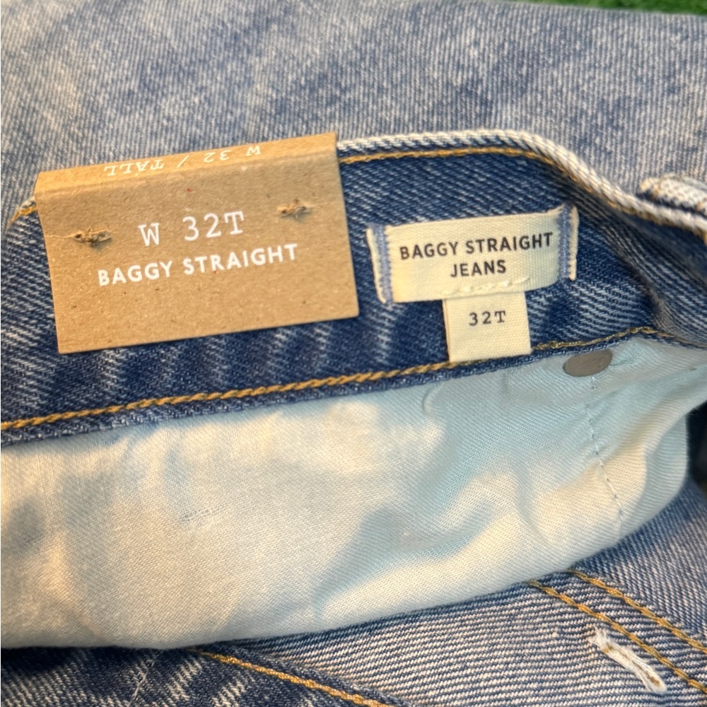 Madewell Womens Baggy Straight Jeans Blue Wash Denim Size 32 T - Picture 9 of 14